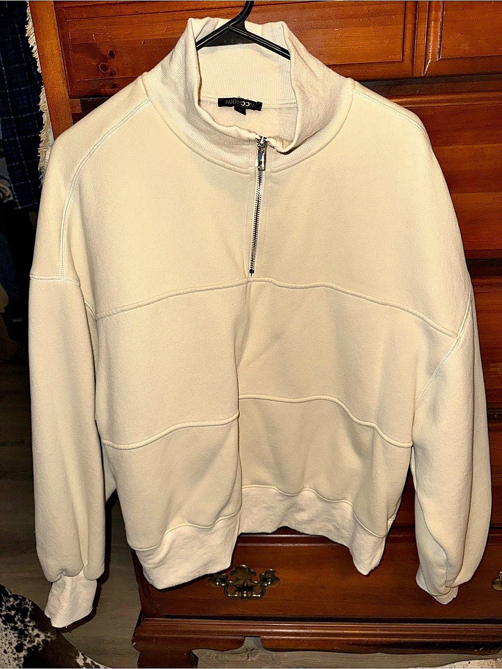 Paper Crown Cream Quarter-Zip Pullover Size Large Like New